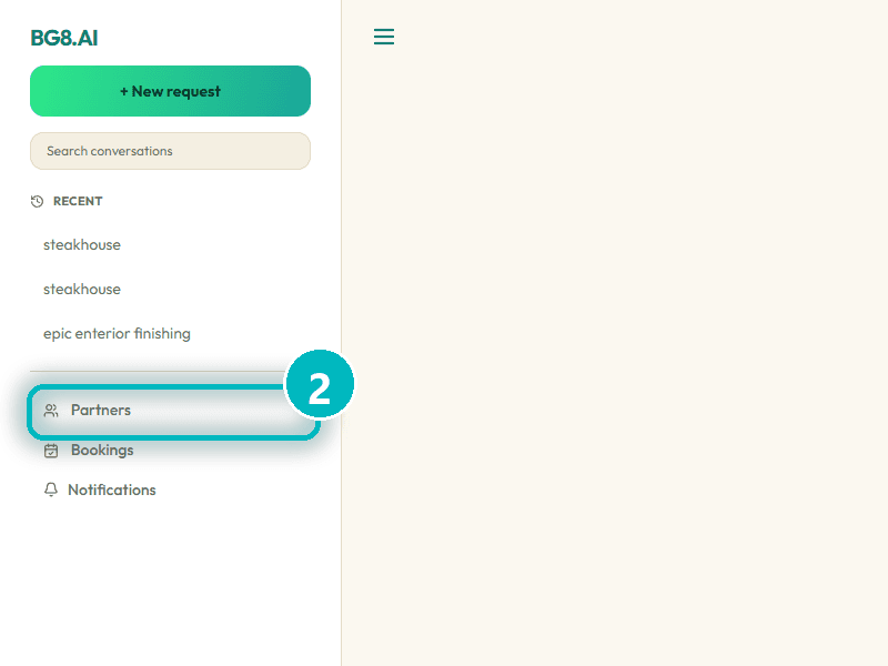 Open Partners in the left menu